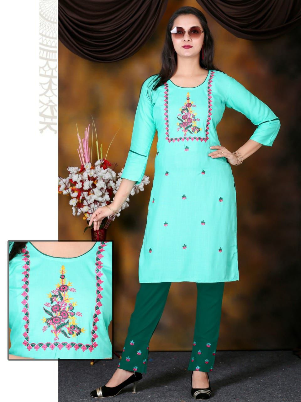 Beauty Queen Checkmate Ethnic Wear Designer Rayon Kurti With Bottom Collection